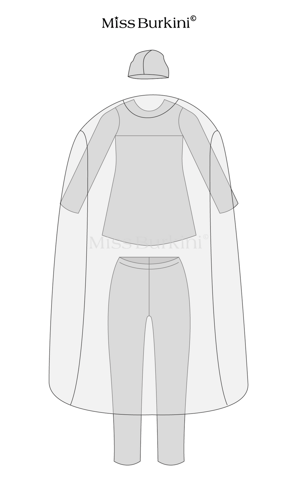 4-piece women's burkini with pareo Oceania