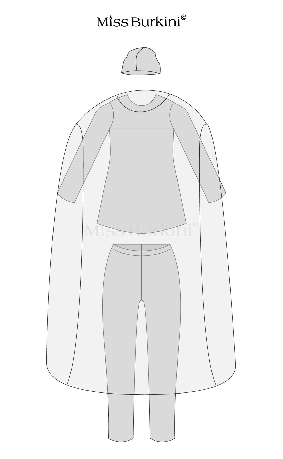 4-piece women's burkini with pareo Oceania