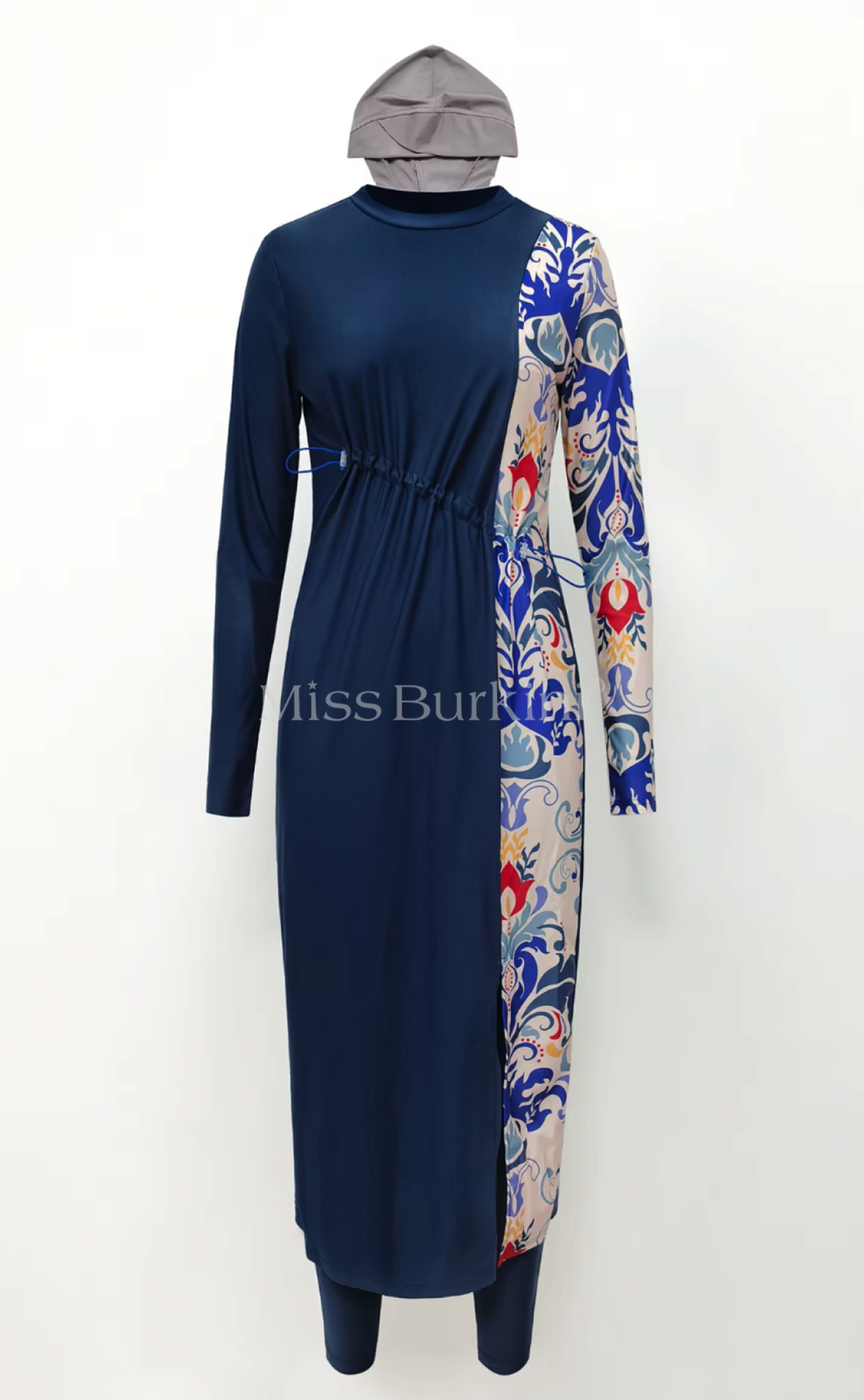 Gesluierde vrouw burkini Jasmina blauwe patronen – The Kaftan