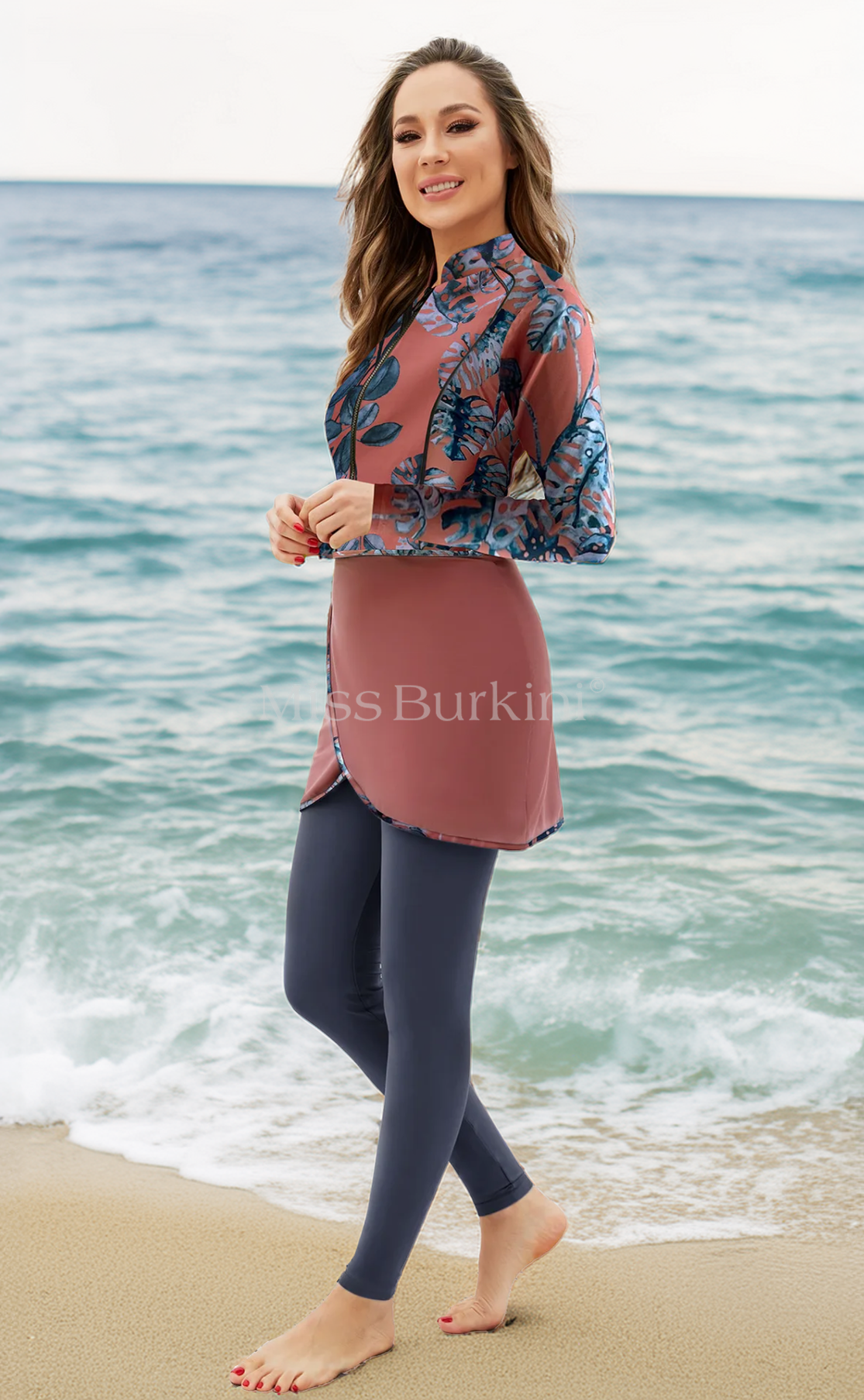 Lange Burkini Malaga Palmroze – The Kaftan