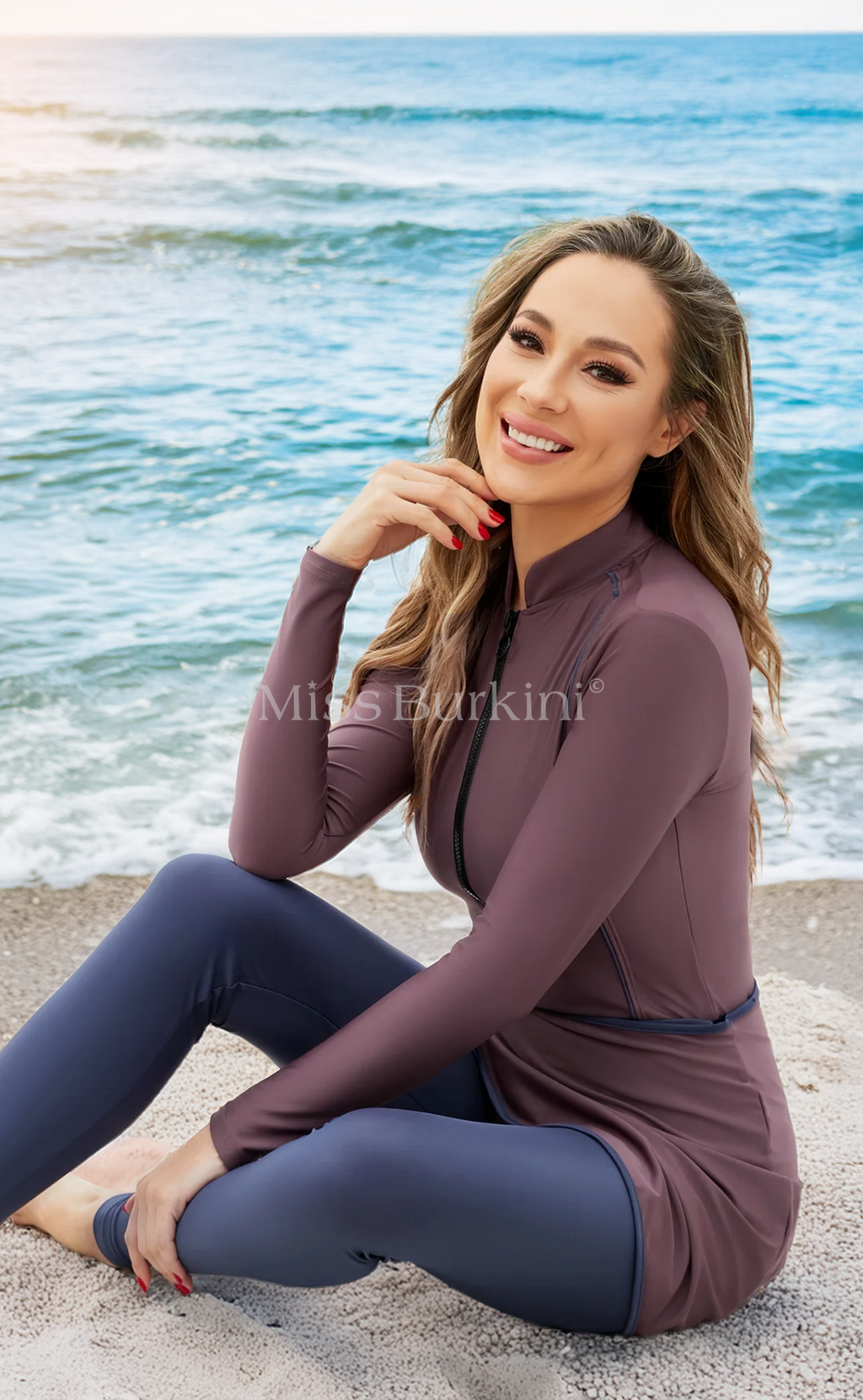 Lange lila Malaga burkini – The Kaftan