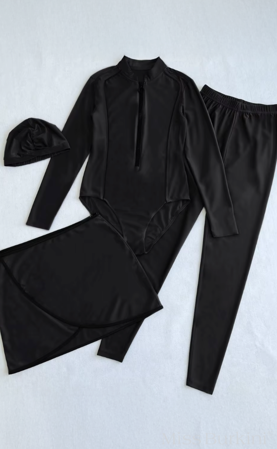 Zwarte Malaga lange burkini – The Kaftan