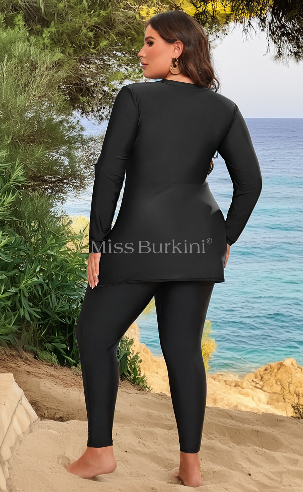 Zwarte Malaga lange burkini – The Kaftan