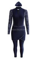 Lange zwart-witte Malaga-burkini – The Kaftan
