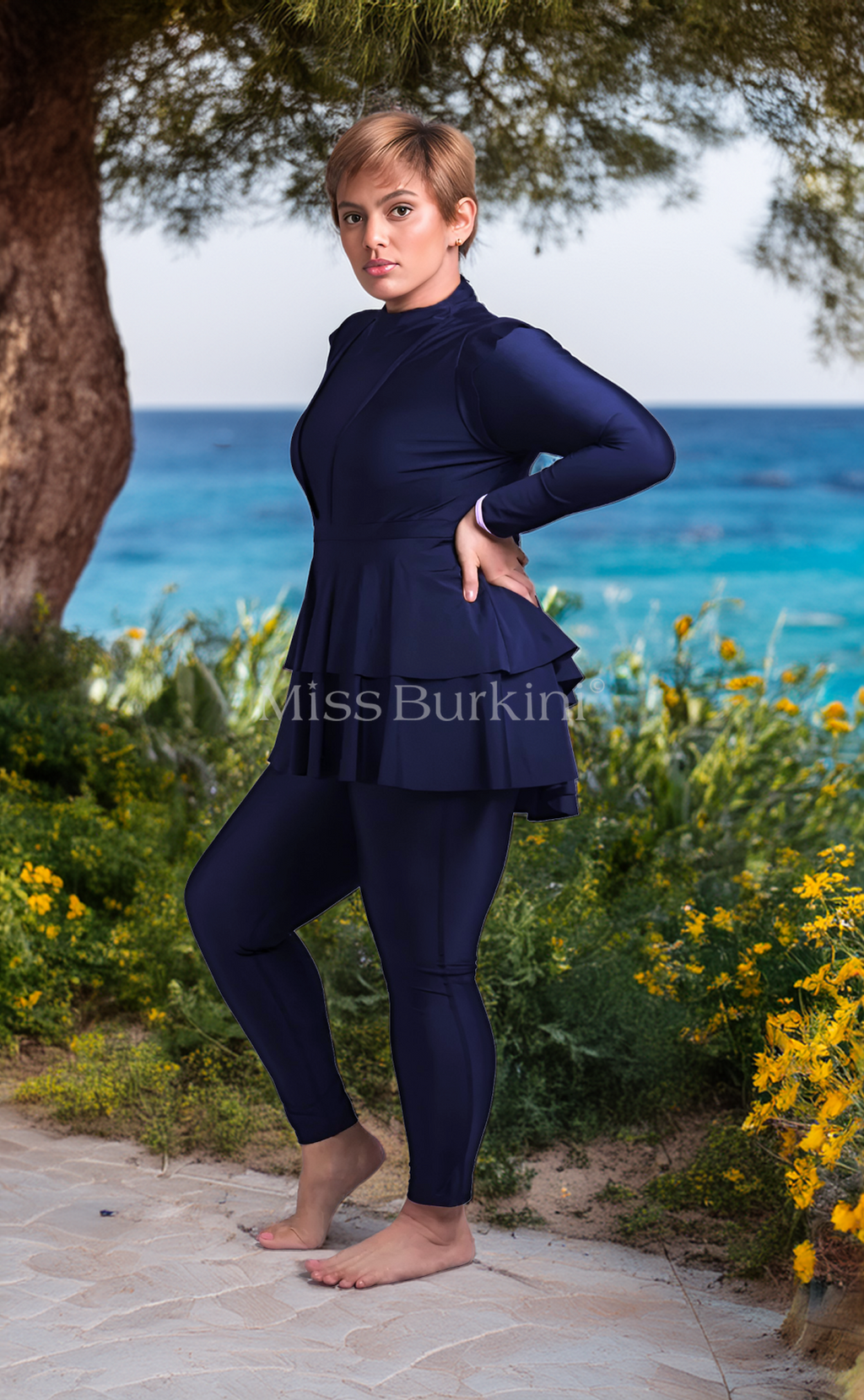 Blauwe Antalya badpak-burkini – The Kaftan