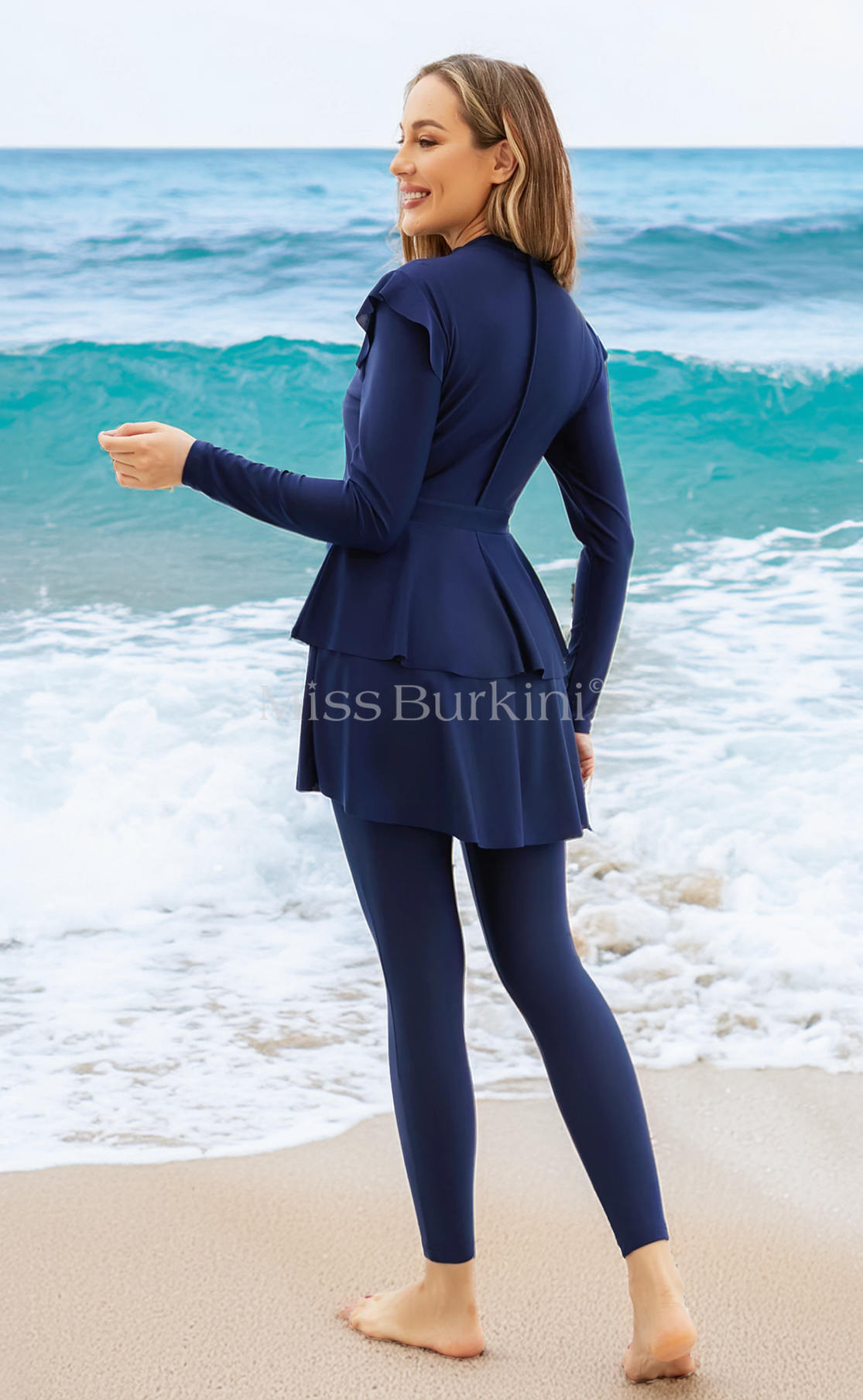 Blauwe Antalya badpak-burkini – The Kaftan