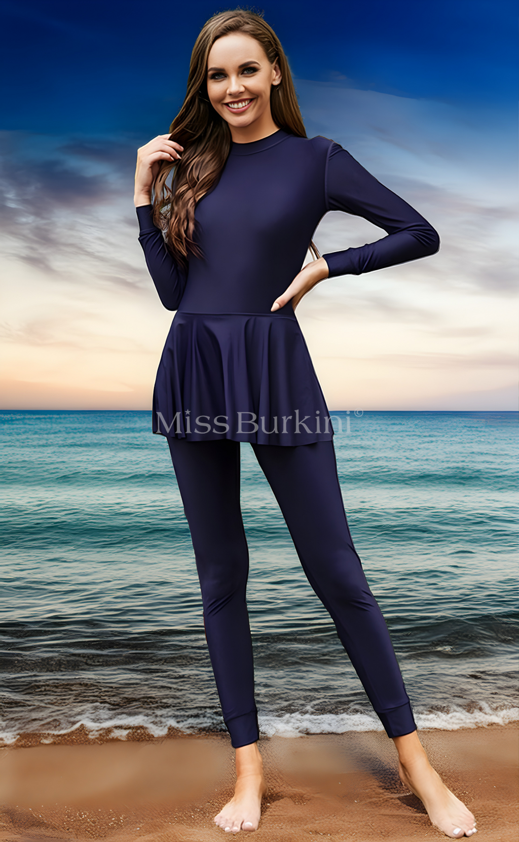 Burkini badpak Mira blauw – The Kaftan