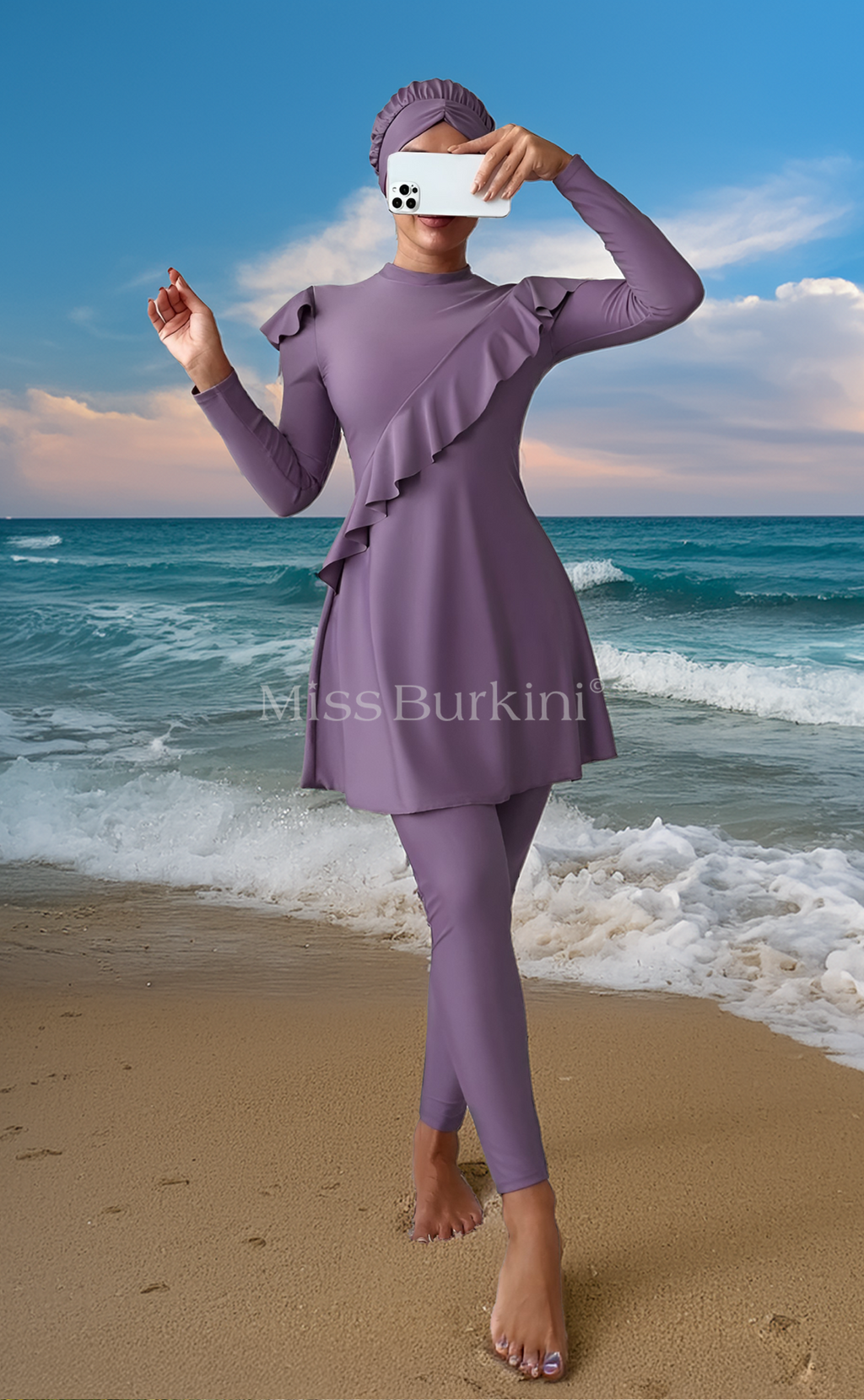 Burkini badpak Yelena lavendel – The Kaftan