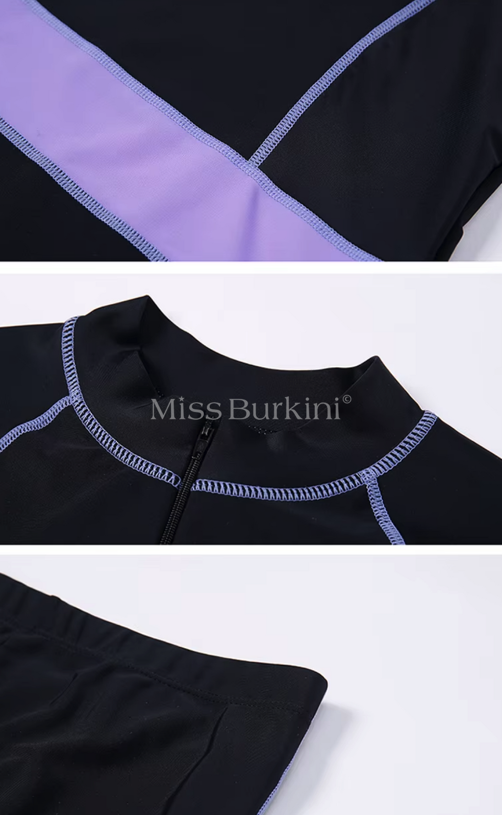 Zwart gestreepte burkini met korte mouwen – The Kaftan