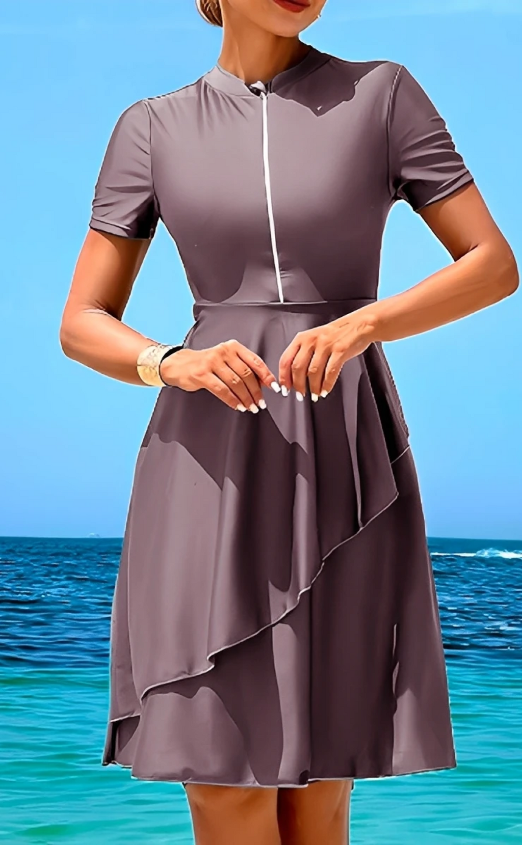 Burkini Plaza met korte mouwen – The Kaftan