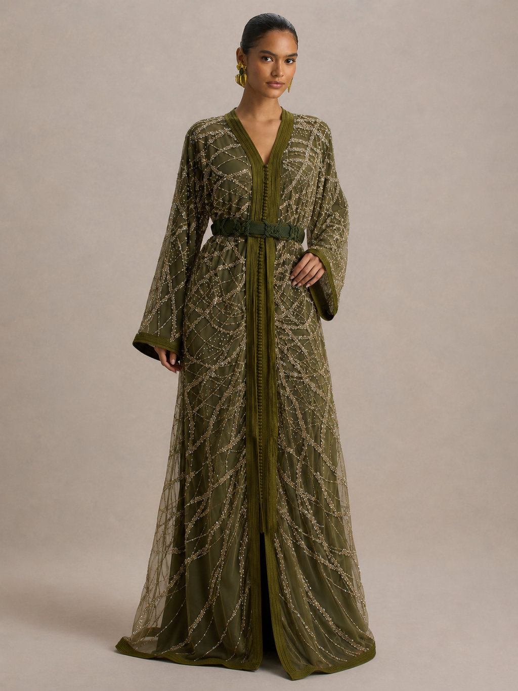 Kaftan Weiß und Grün