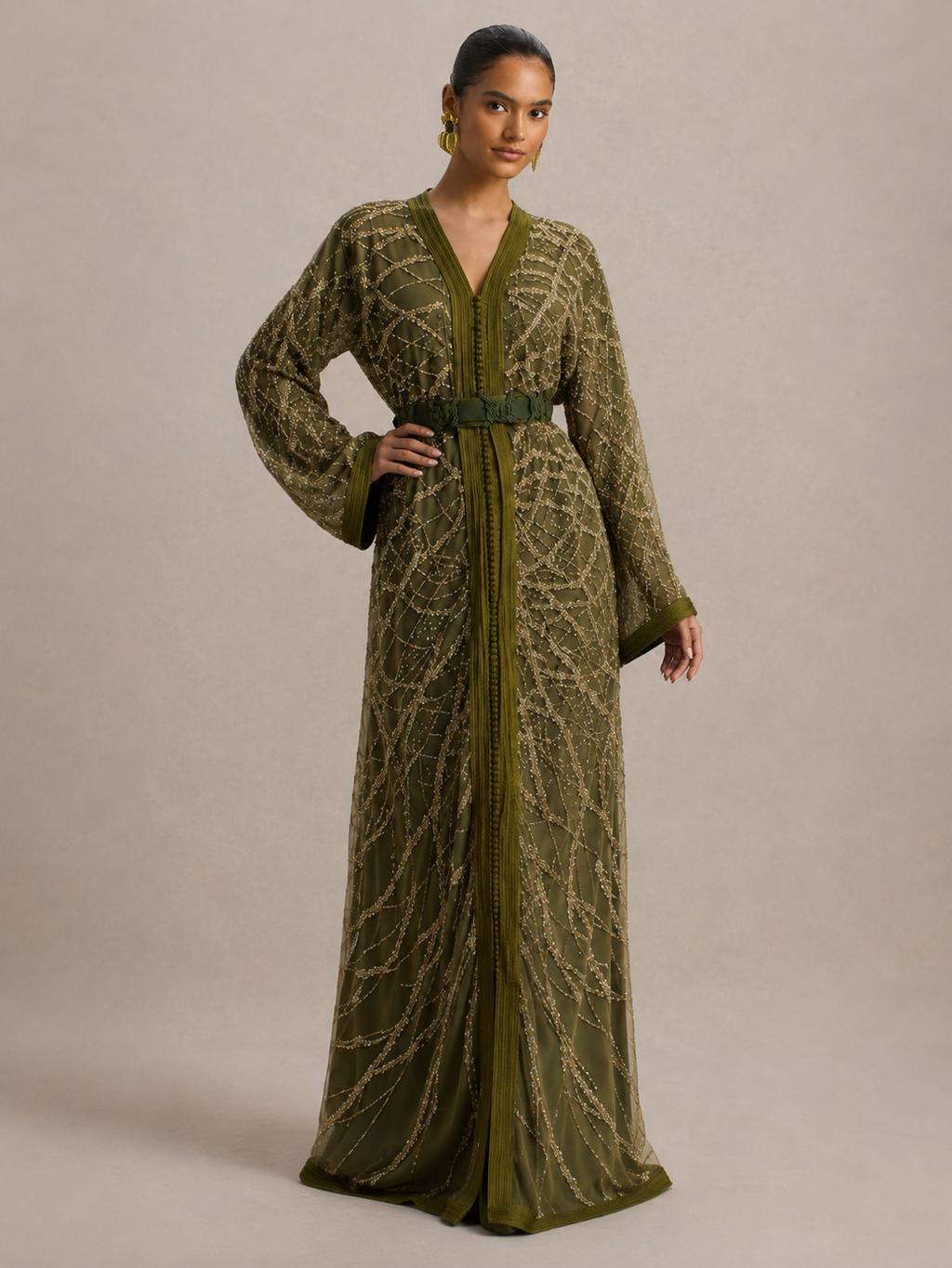 Kaftan Weiß und Grün