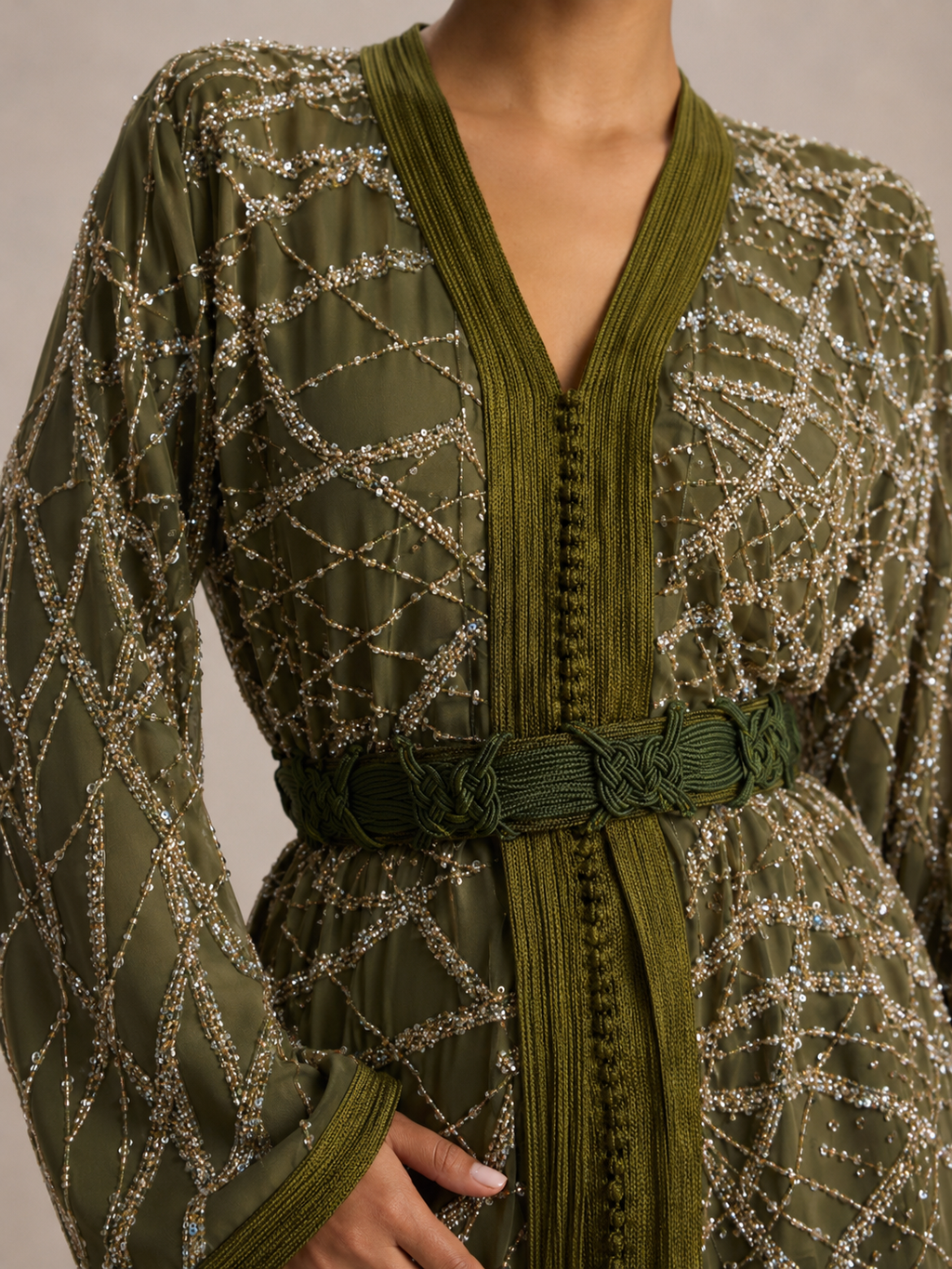 Kaftan Weiß und Grün