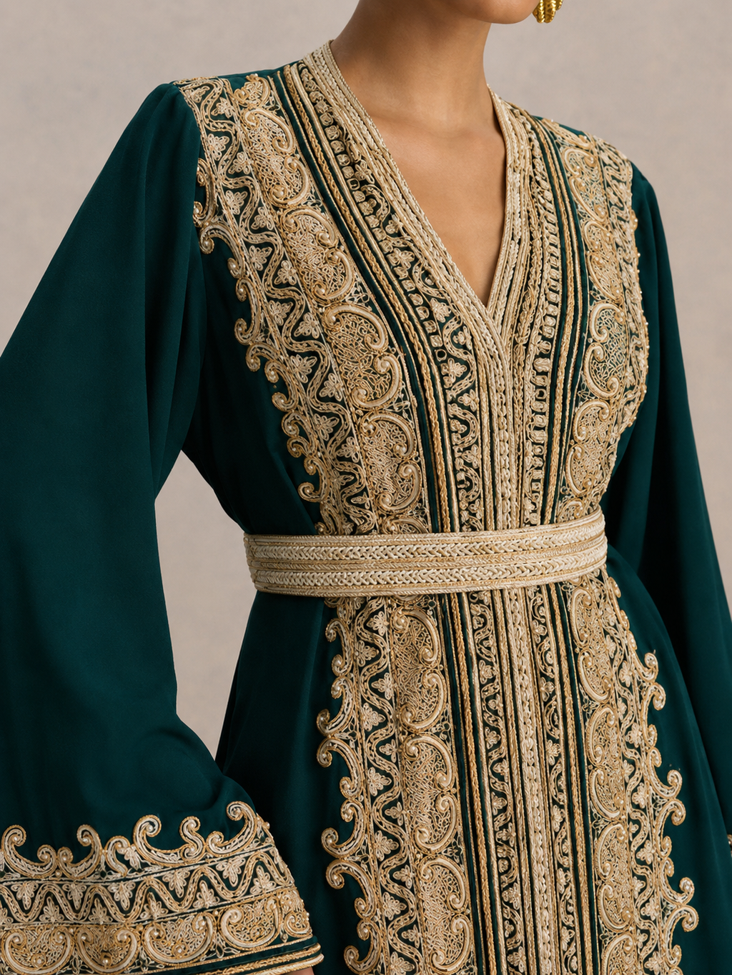Kaftan Schwarz Goldfarben