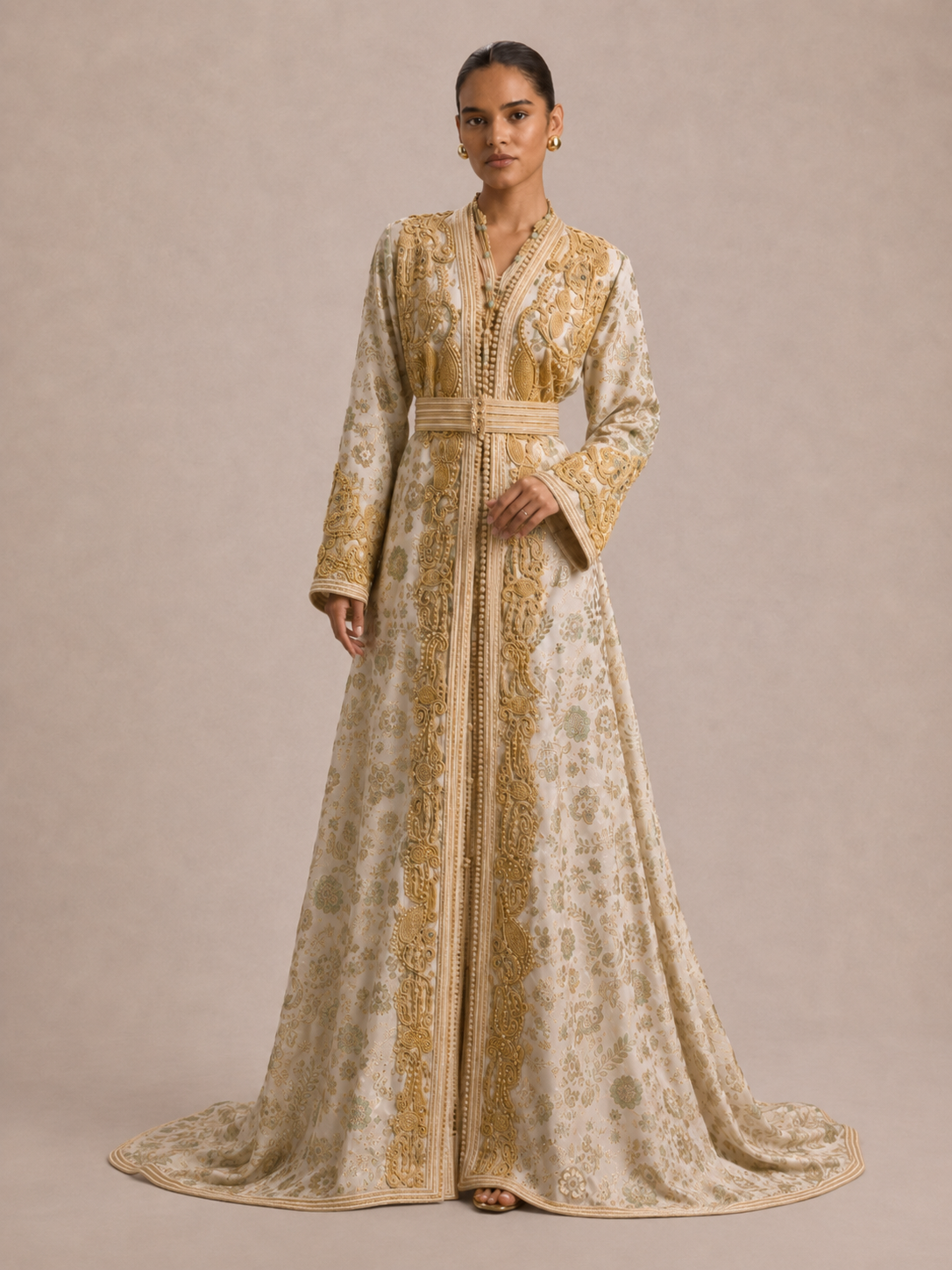 White and Gold Kaftan