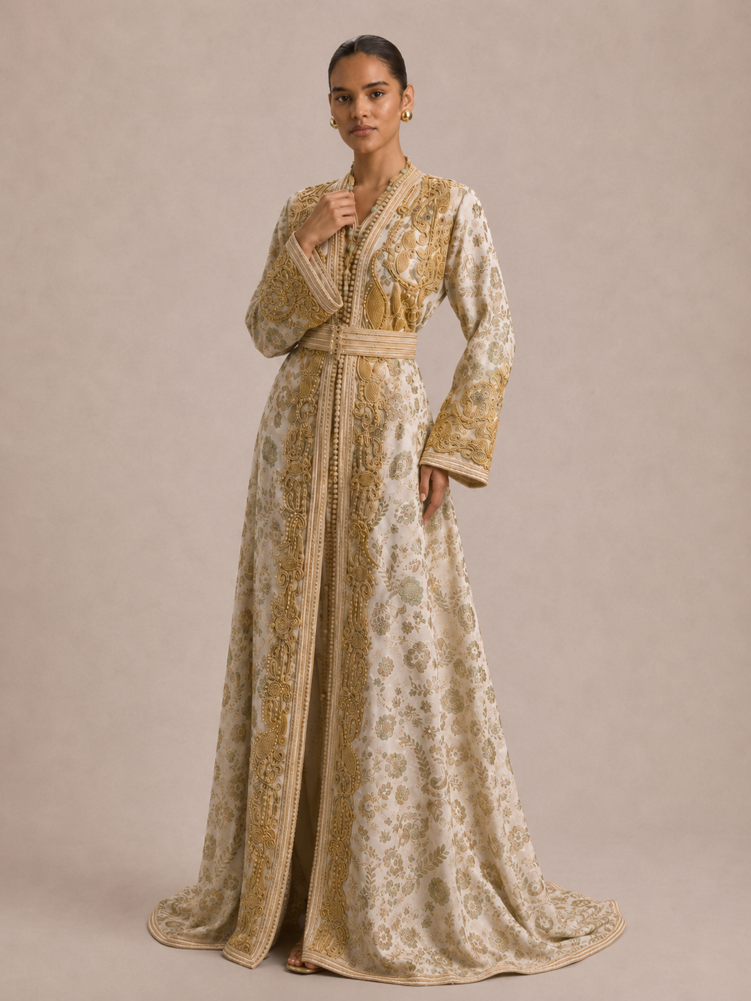 White and Gold Kaftan