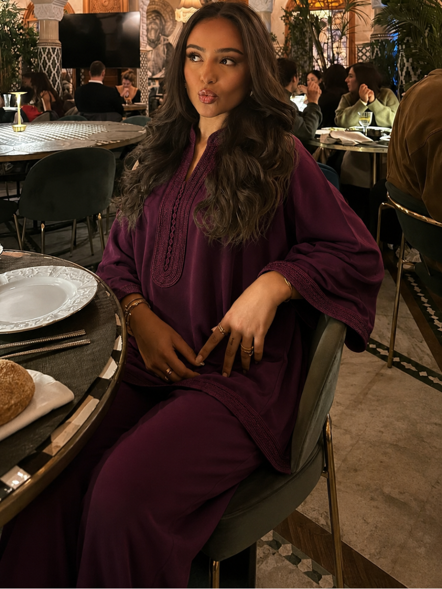 Set Beldi Amira bordeaux ricamato