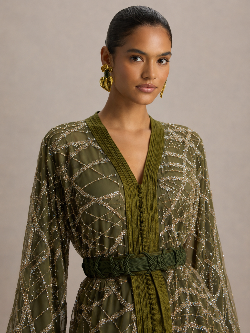 Kaftan Weiß und Grün