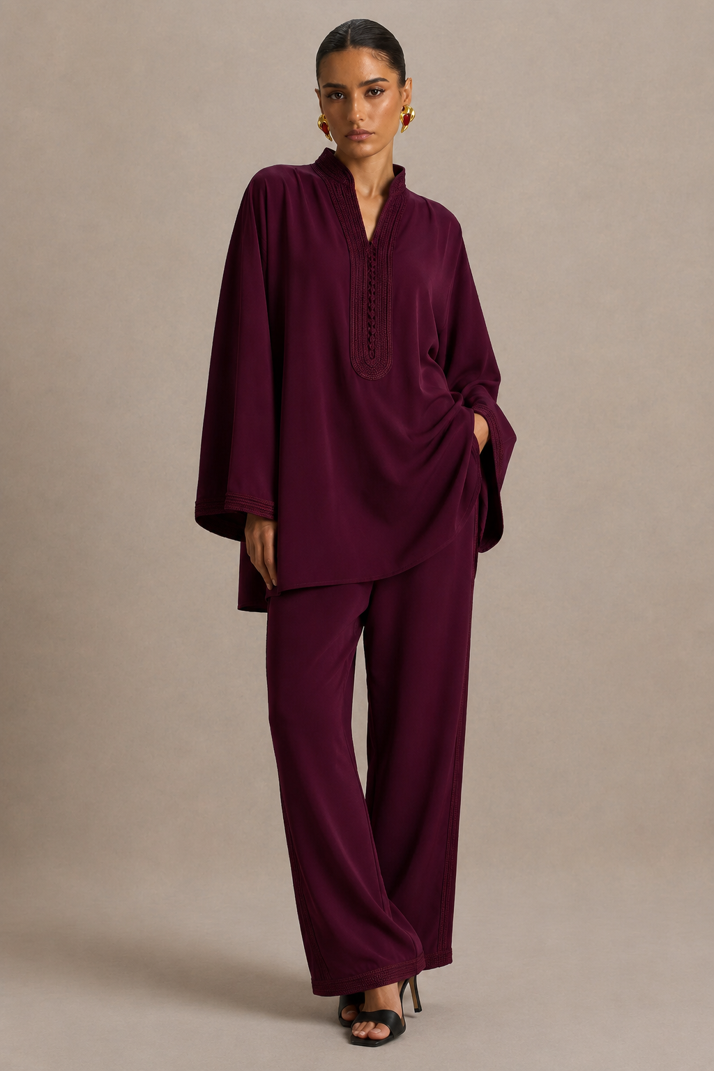 Set Beldi Amira bordeaux ricamato
