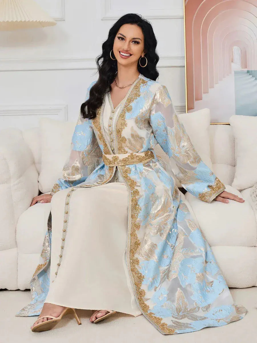 Kaftan Wit Zilverkleurig - afbeelding 2