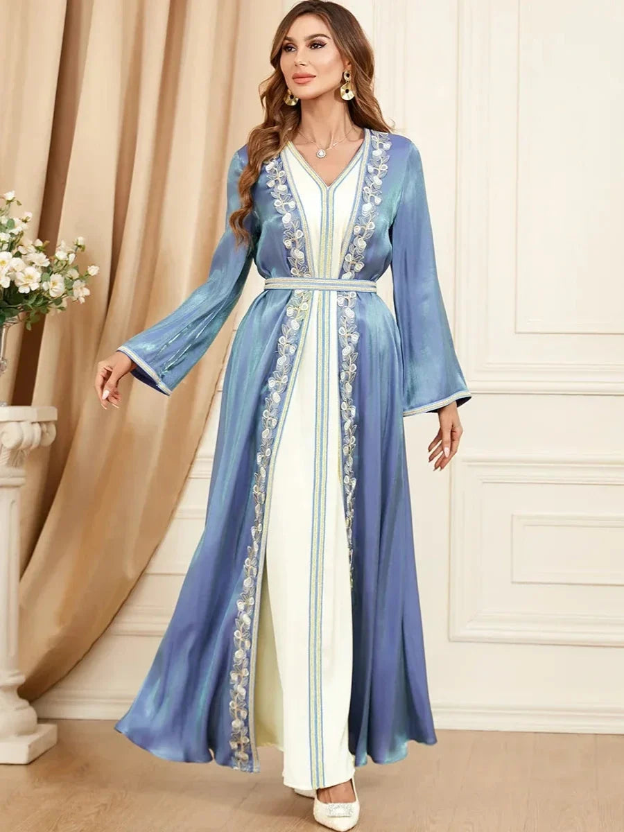 Kaftan White and Blue