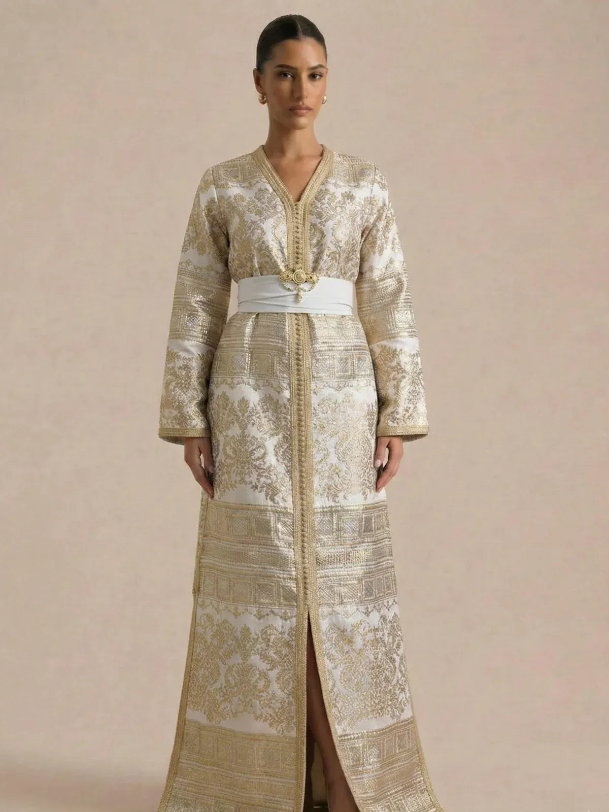 Kaftan Wit en Goudkleurig