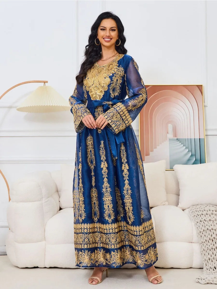 Kaftan Königsblau und Gold