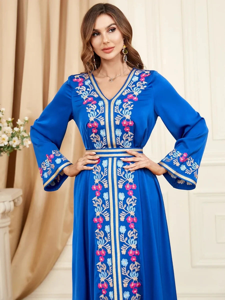 Kaftan Türkisblau und Goldfarben