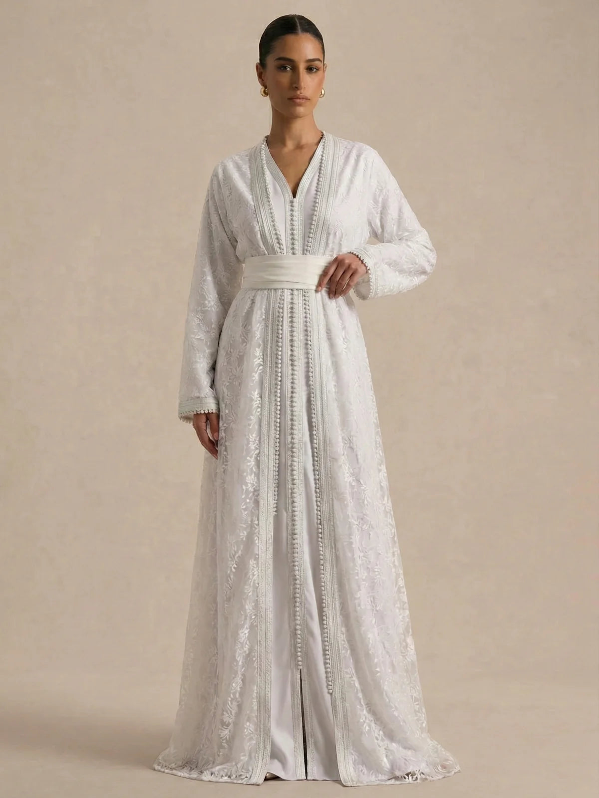 Kaftan Bruiloft Wit Modern - afbeelding 3