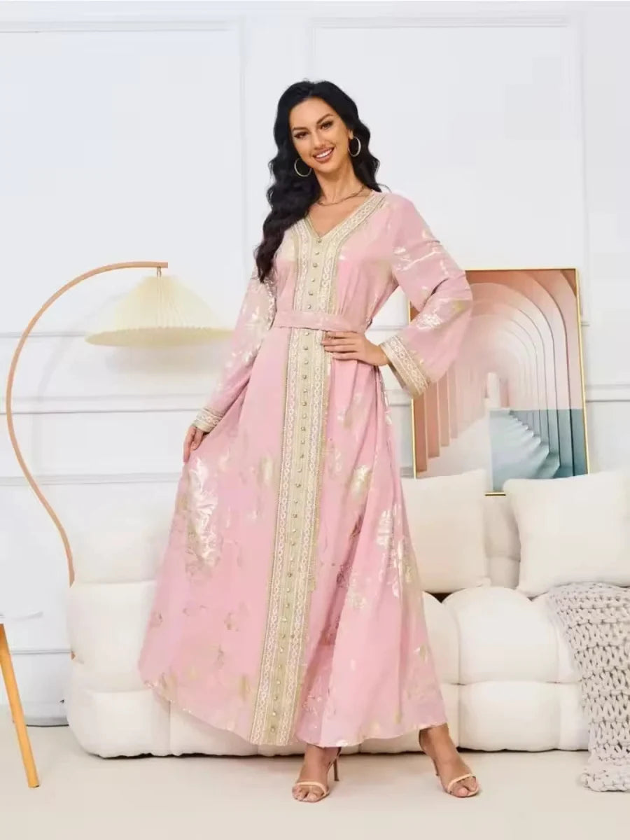 Kaftan Roze en Wit