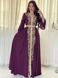 Kaftan Paars en Goudkleurig – afbeelding 1