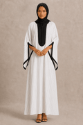 Gandoura Safia Wit Gestreept Zwart