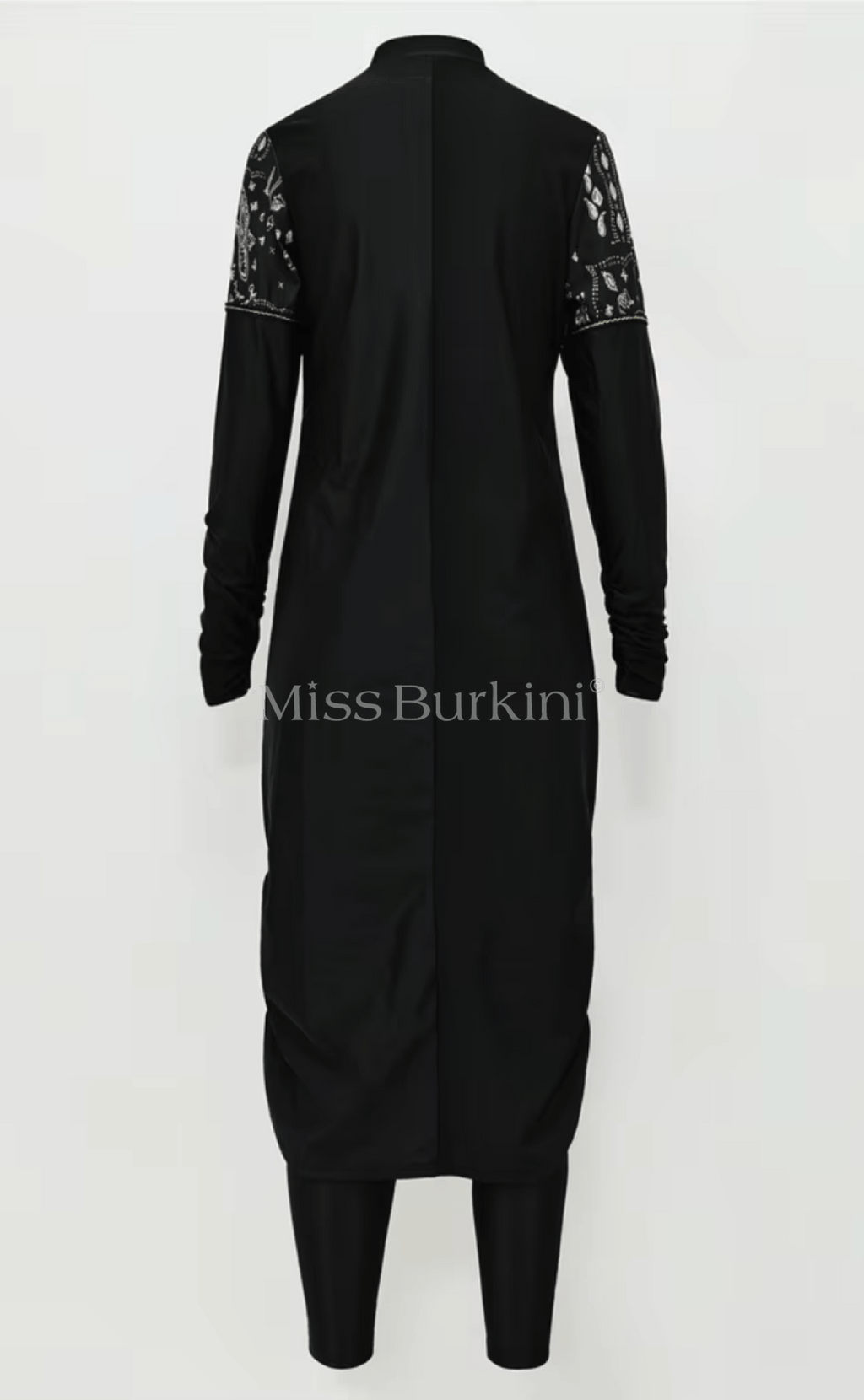 Verschleierte Frau Burkini Jasmina schwarz weiße Muster