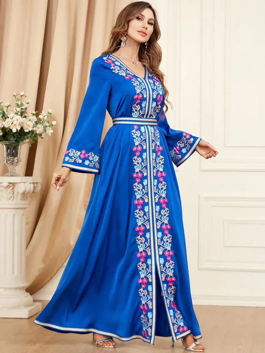 Kaftan Blauw Turkoois en Goud