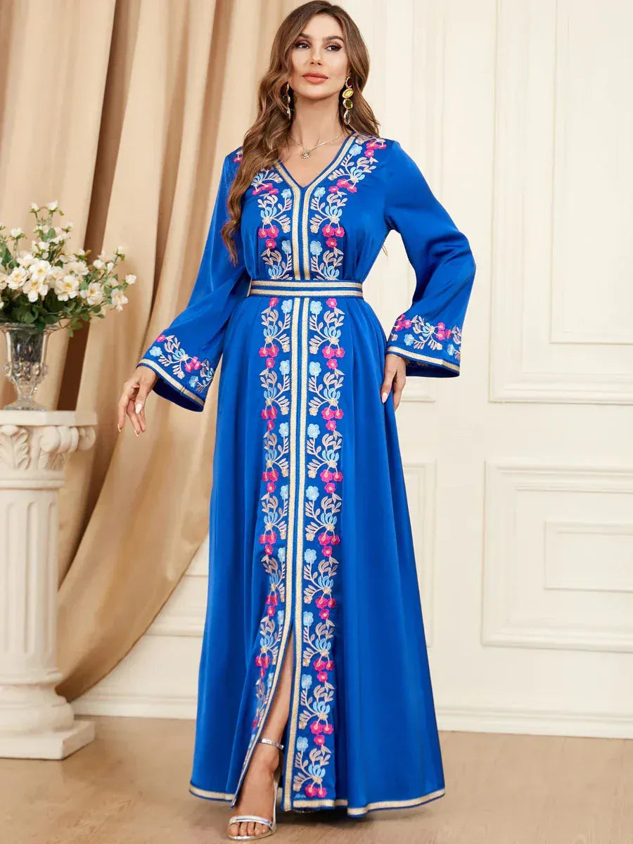 Kaftan Blauw Turkoois en Goud