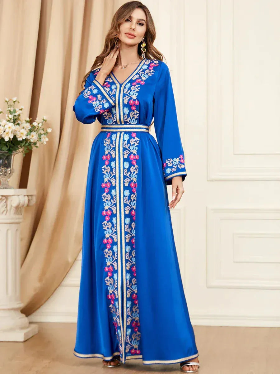 Kaftan Blauw Turkoois en Goud