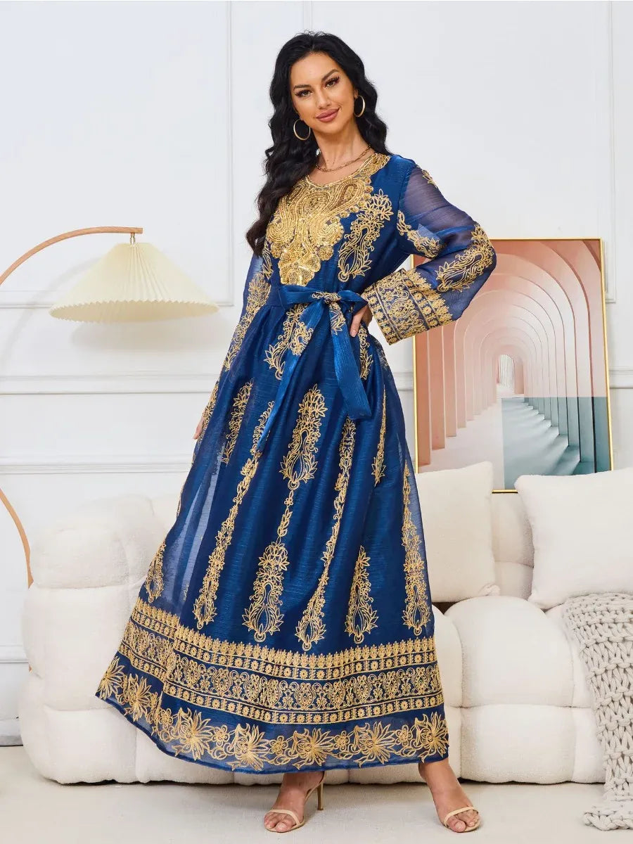 Royal Blue and Gold Kaftan