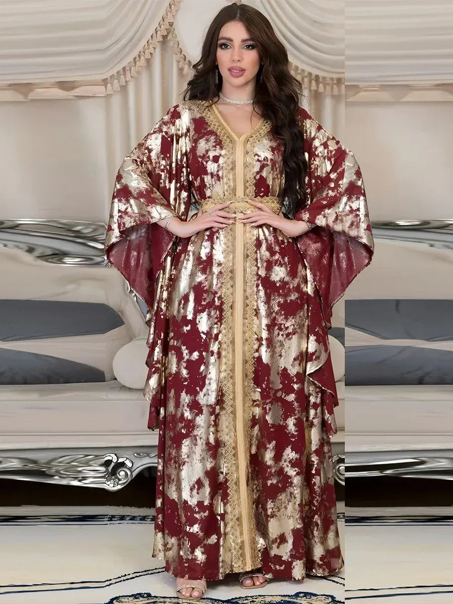 Kaftan Rood en Goudkleurig