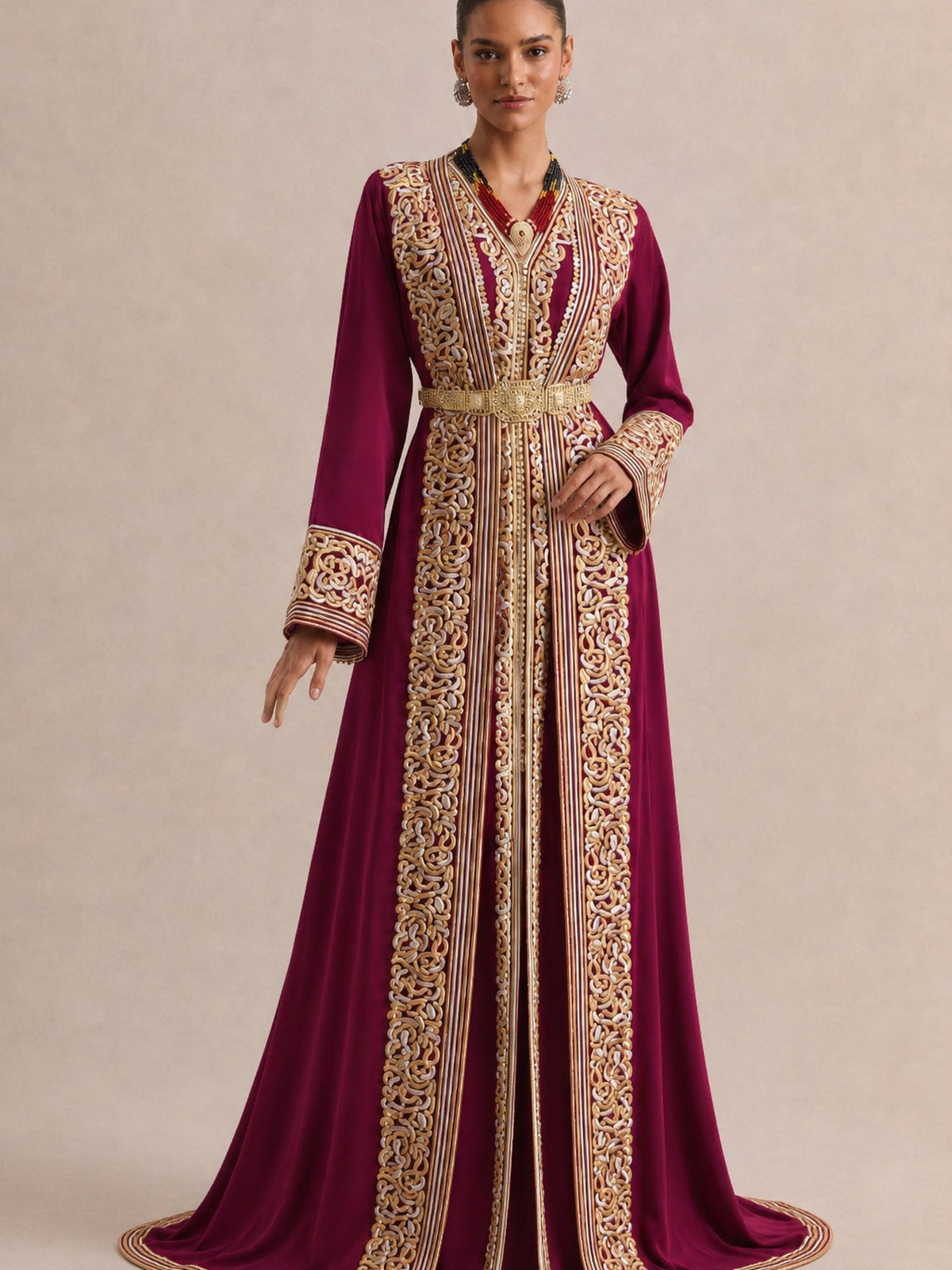 Kaftan Rot und Goldfarben