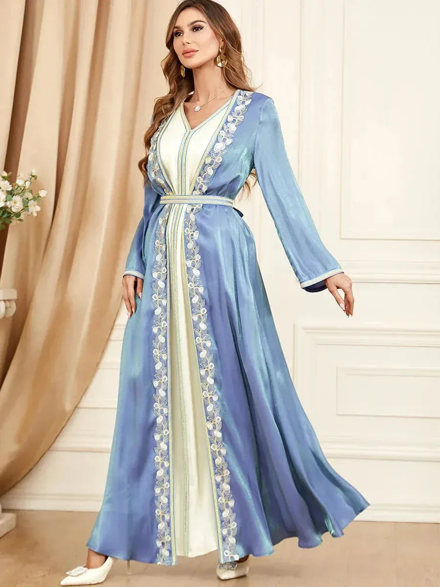 Kaftan White and Blue