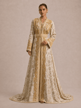 Kaftan Weiß und Goldfarben