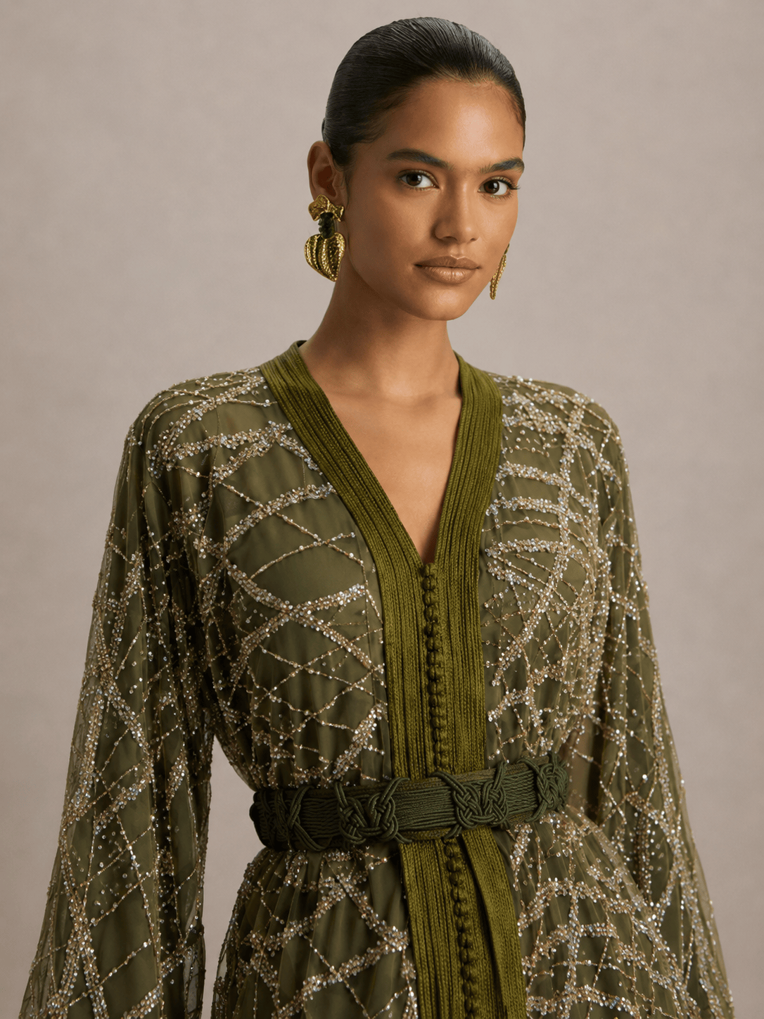 Kaftan White and Green