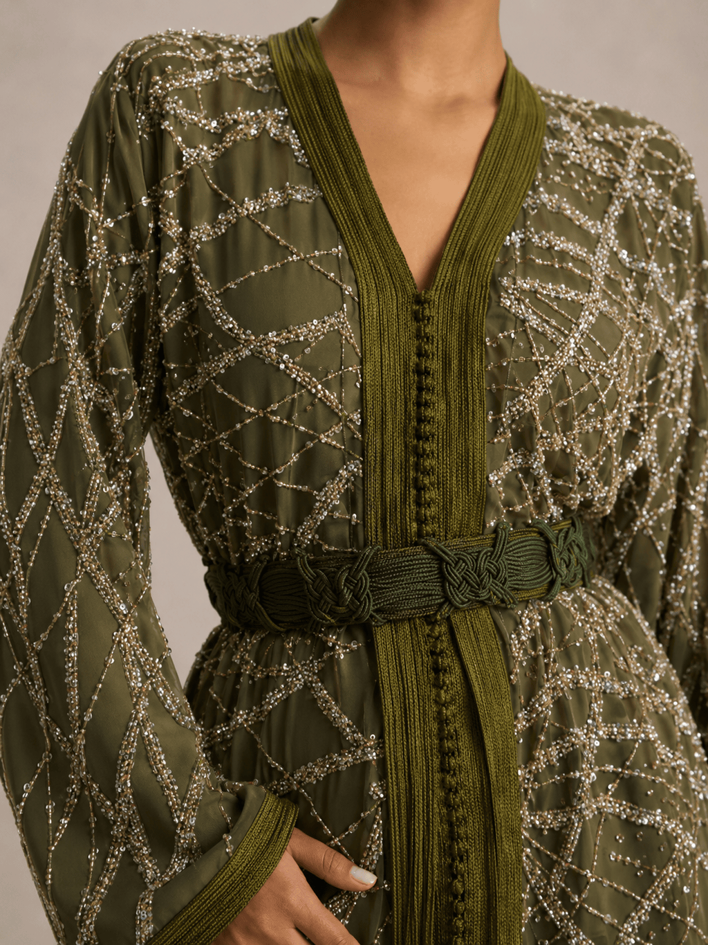 Kaftan White and Green