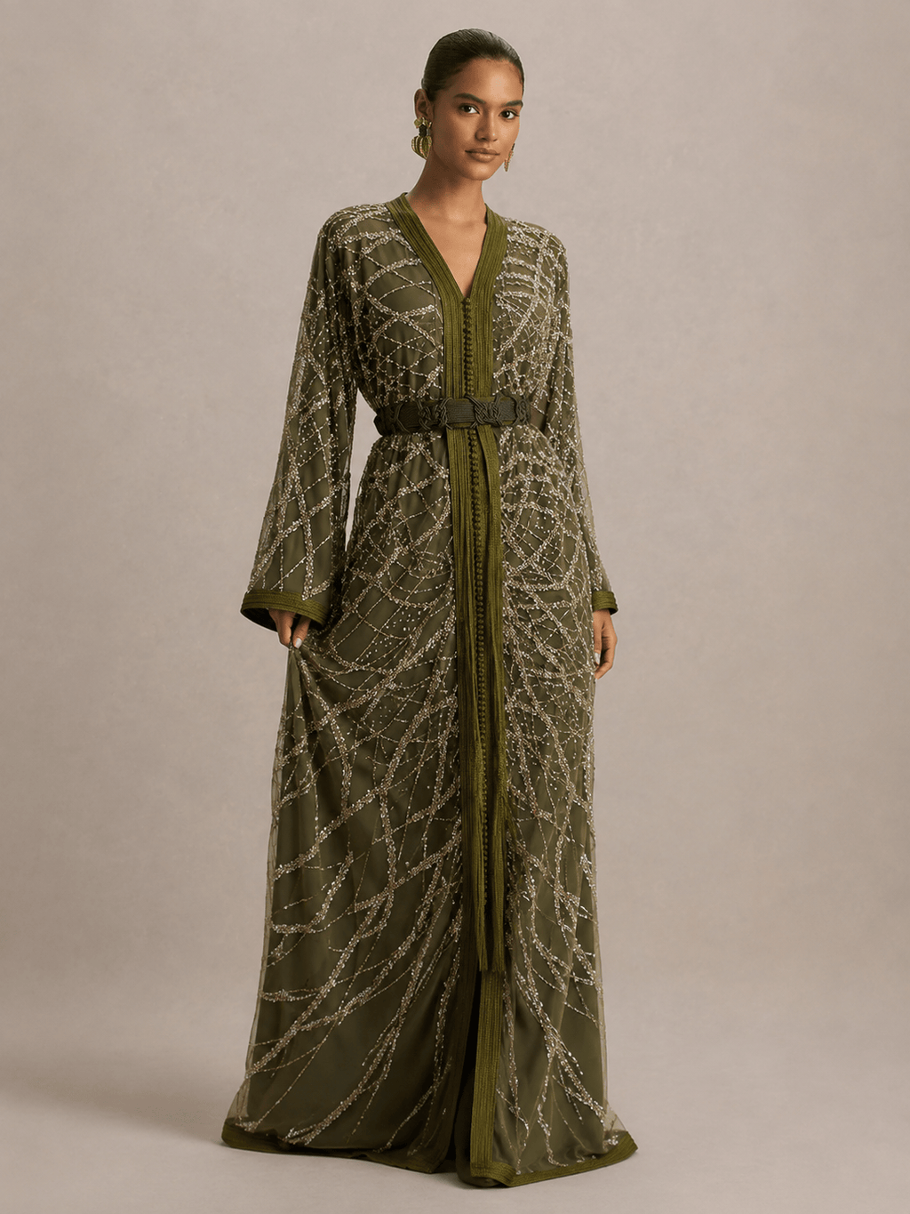 Kaftan White and Green