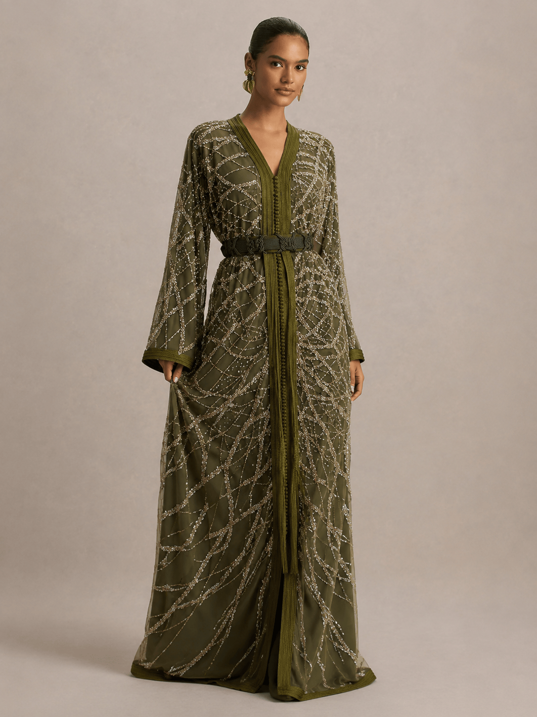 Kaftan Weiß und Grün