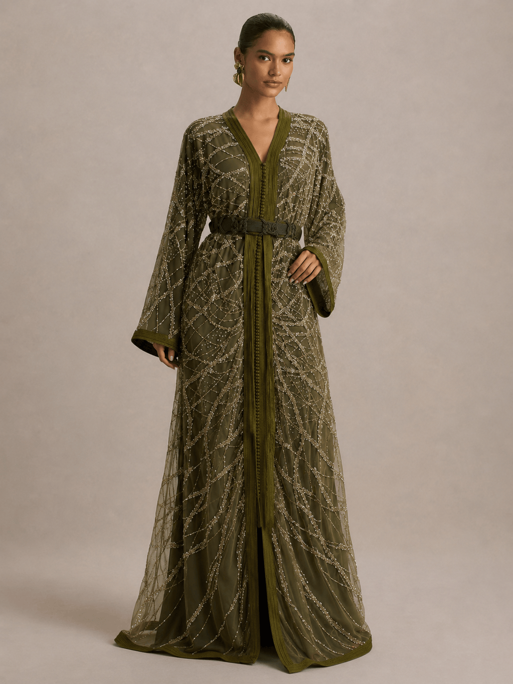 Kaftan White and Green
