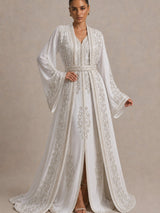 Kaftan Weiß Silberfarben