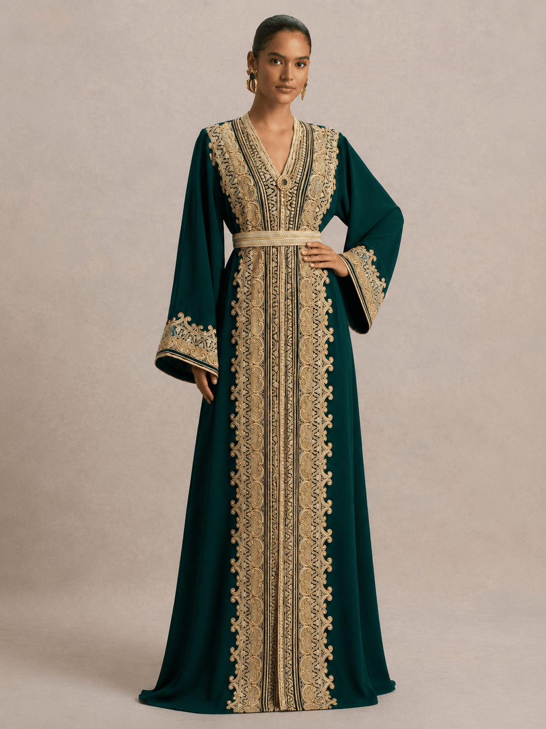 Kaftan Schwarz Goldfarben