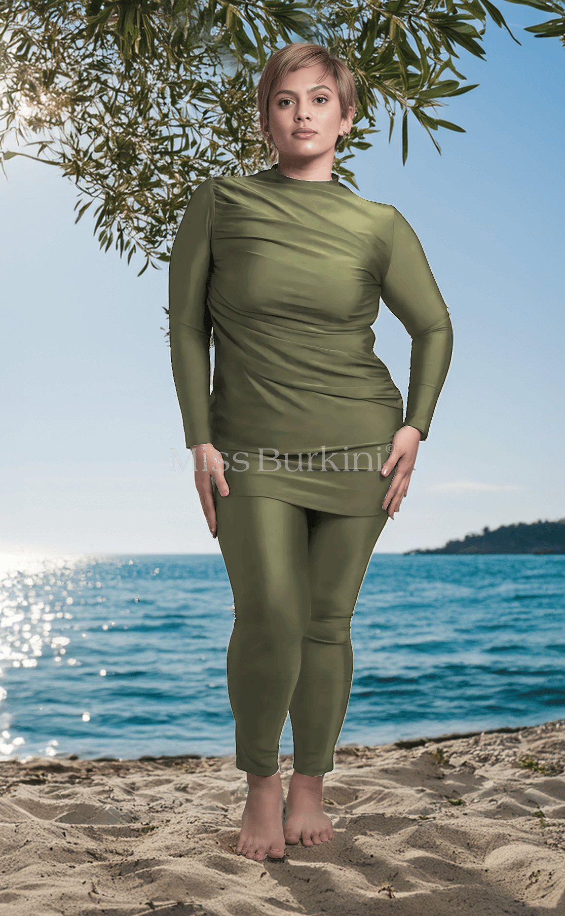 Burkini costume Massilia verde argilla