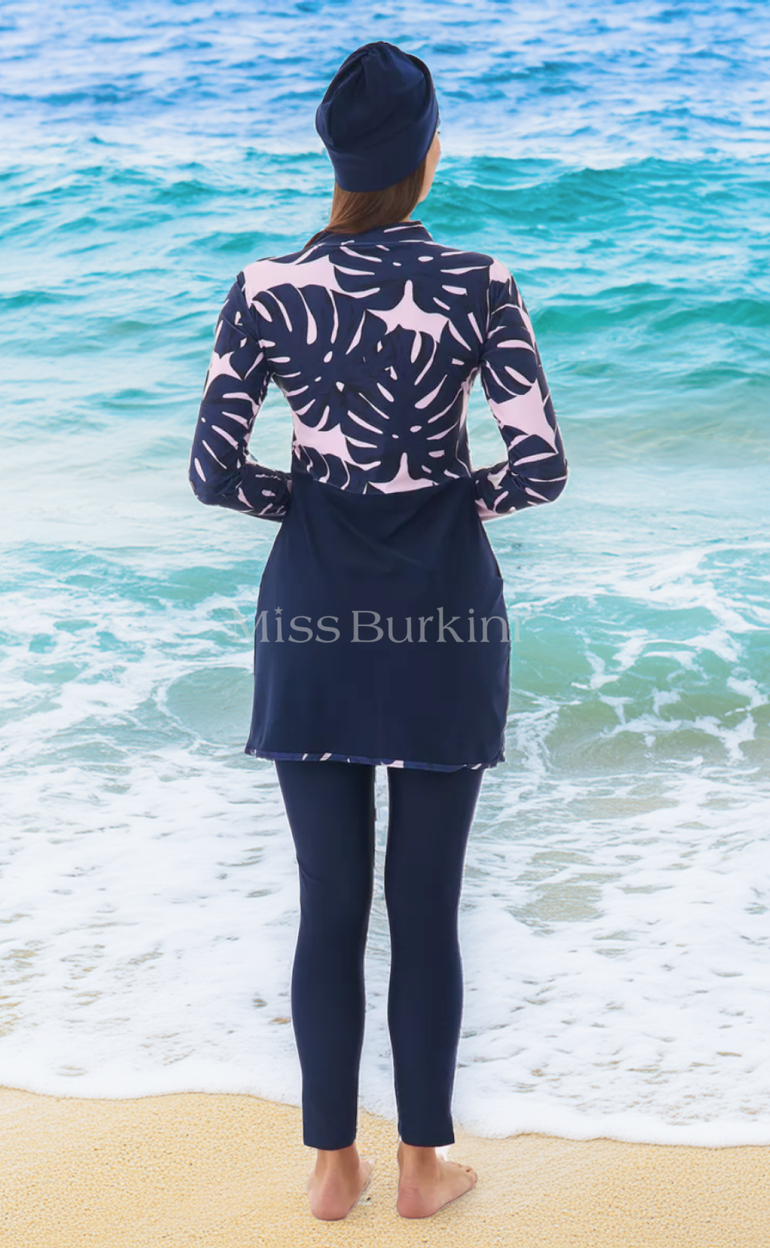 Langer Burkini Malaga Rosa tropisch